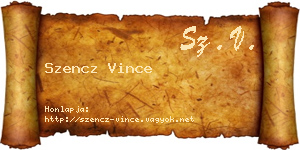 Szencz Vince névjegykártya